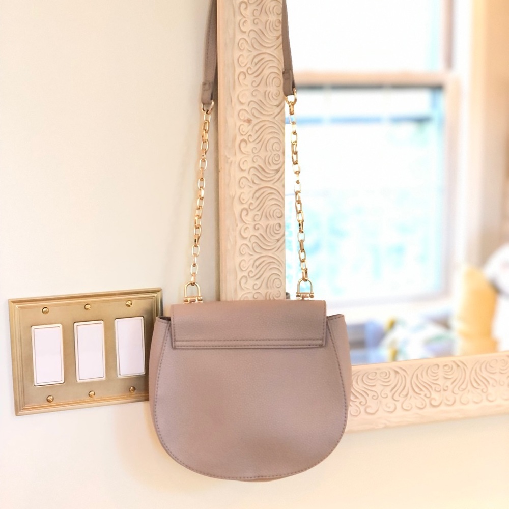 Express Light Gray & Gold Structured Crossbody Purse - Picture 6 of 9